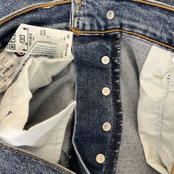 Levi's Womens Blue Denim Jeans Size 28 Buttonfly Ribcage Straight Ankle Stretch - Picture 7 of 13